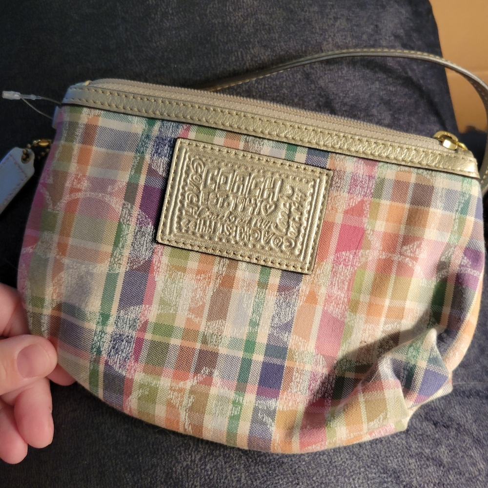 Plaid coach wristlet